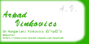 arpad vinkovics business card